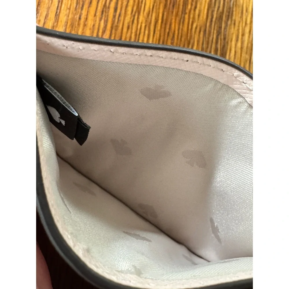 Kate Spade New York Saffiano Leather Card Holder Heart Studs Pink Light Purple - Picture 4 of 10